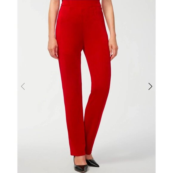 Chicos Travelers Pants - Chicos Travelers No Tummy Slinky Red Pants, NWT, Sz 3P, Sz 16P/18P